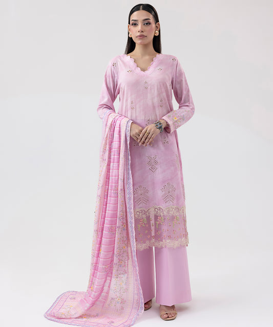 Women Printed Embroidered 3 Piece Suit - UDE209