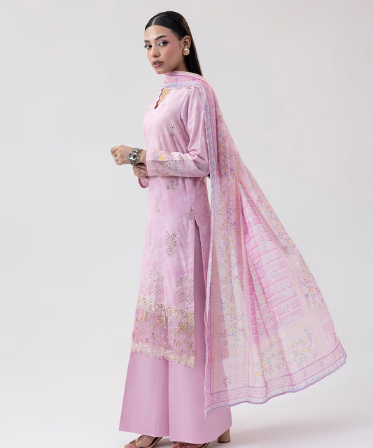 Women Printed Embroidered 3 Piece Suit - UDE209