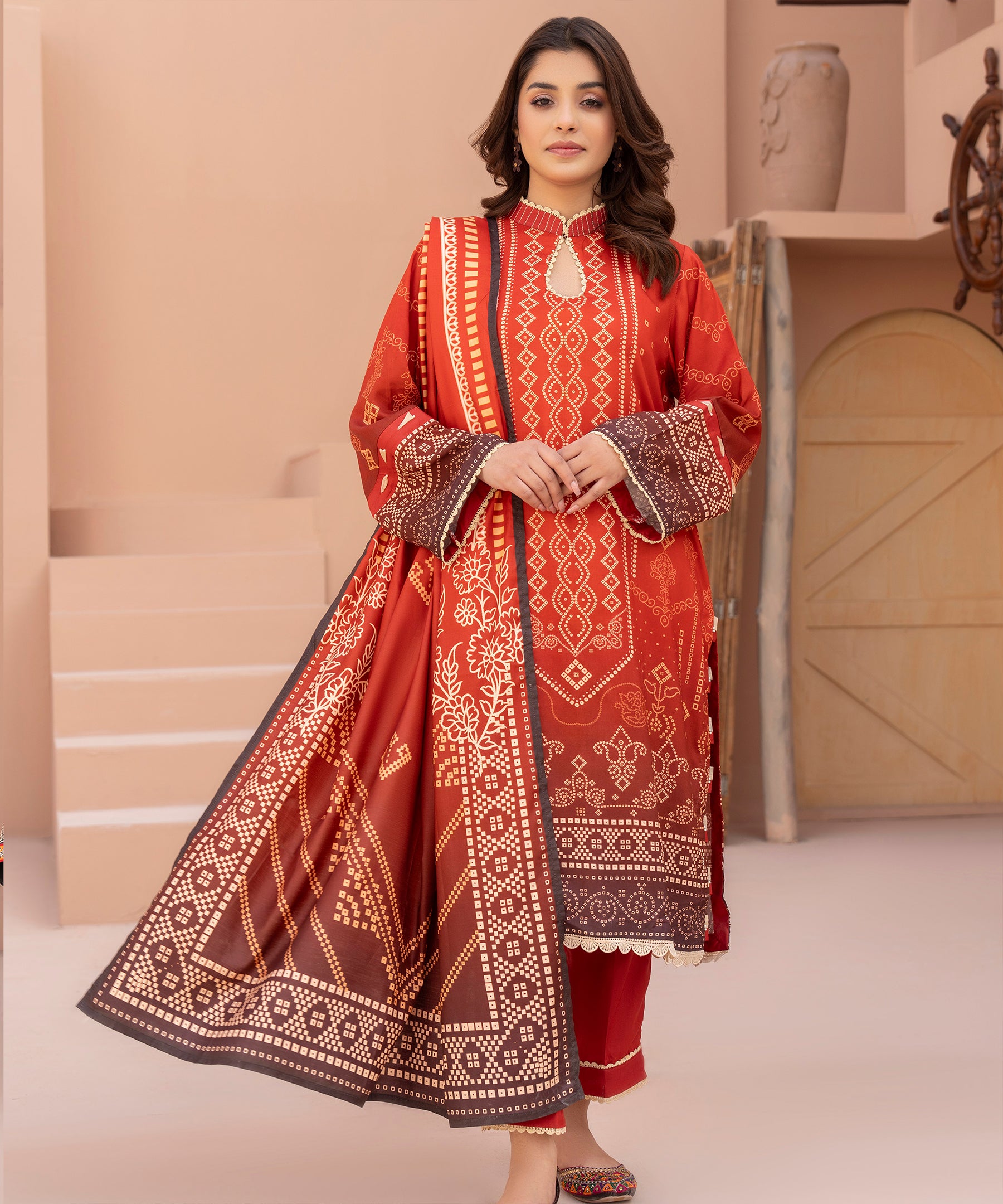 3PC Anarkali Digital Linen 136