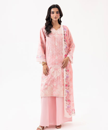 Women Printed Embroidered 3 Piece Suit - UDE210