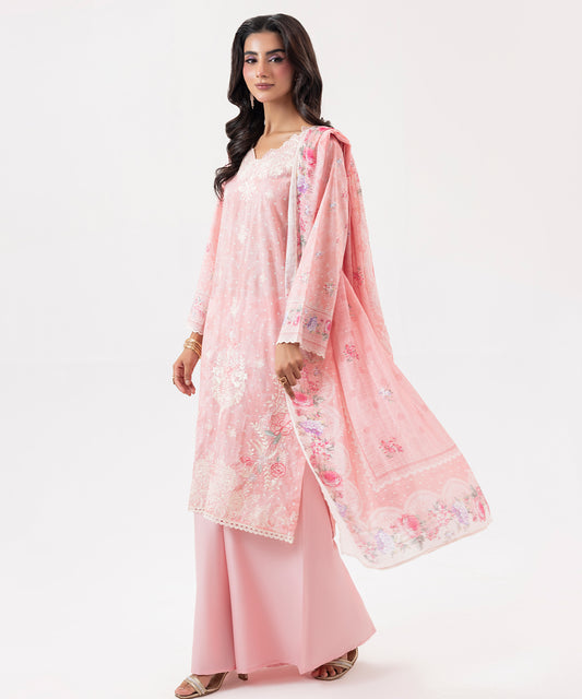 Women Printed Embroidered 3 Piece Suit - UDE210