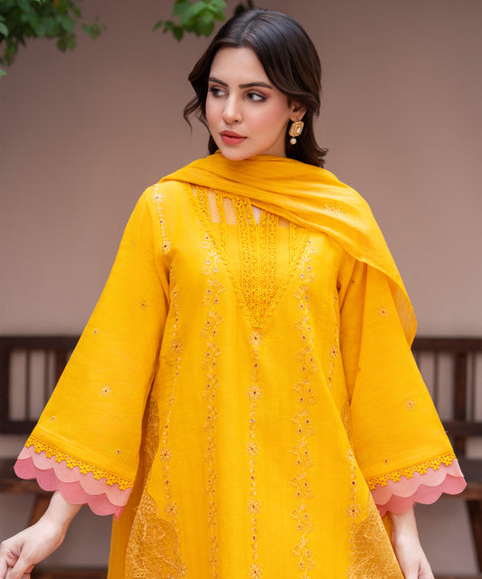 Women Solid Embroidered 3 Piece Suit - UDE231