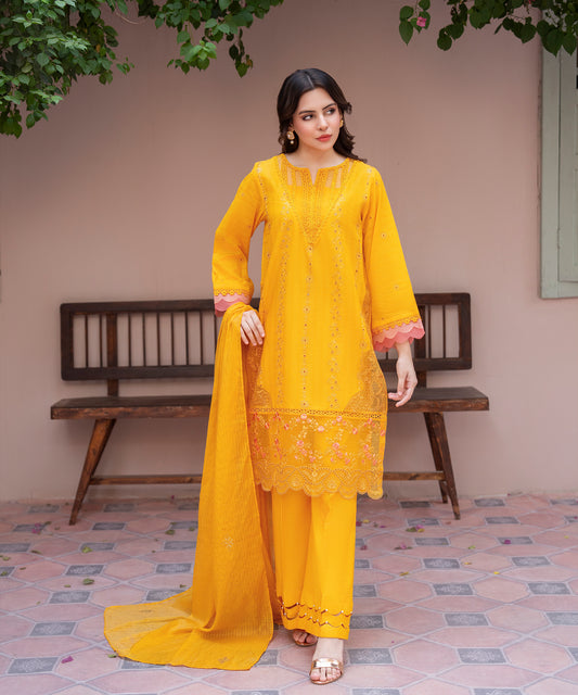 Women Solid Embroidered 3 Piece Suit - UDE231