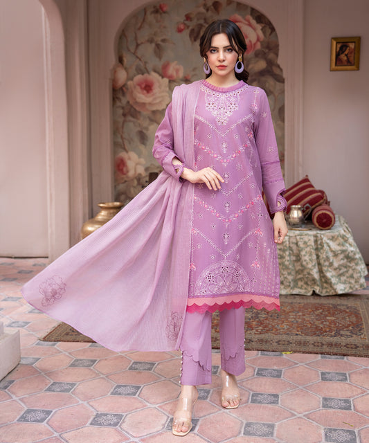 Women Solid Embroidered 3 Piece Suit - UDE232