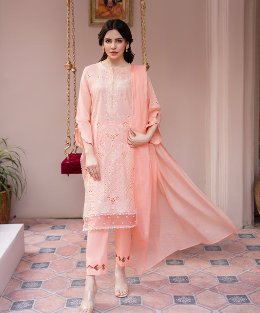 Women Solid Embroidered 3 Piece Suit - UDE233