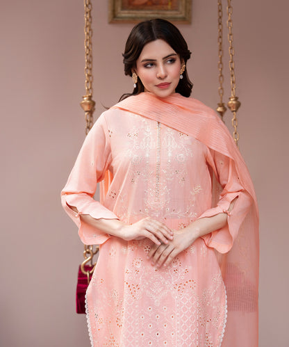 Women Solid Embroidered 3 Piece Suit - UDE233