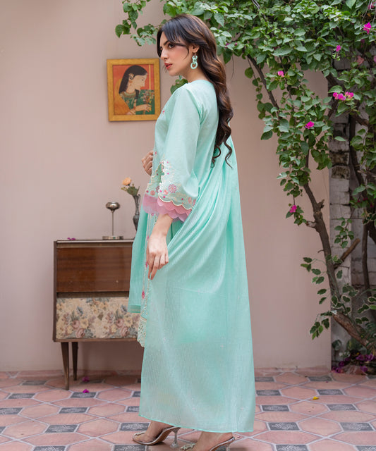 Women Solid Embroidered 3 Piece Suit - UDE234