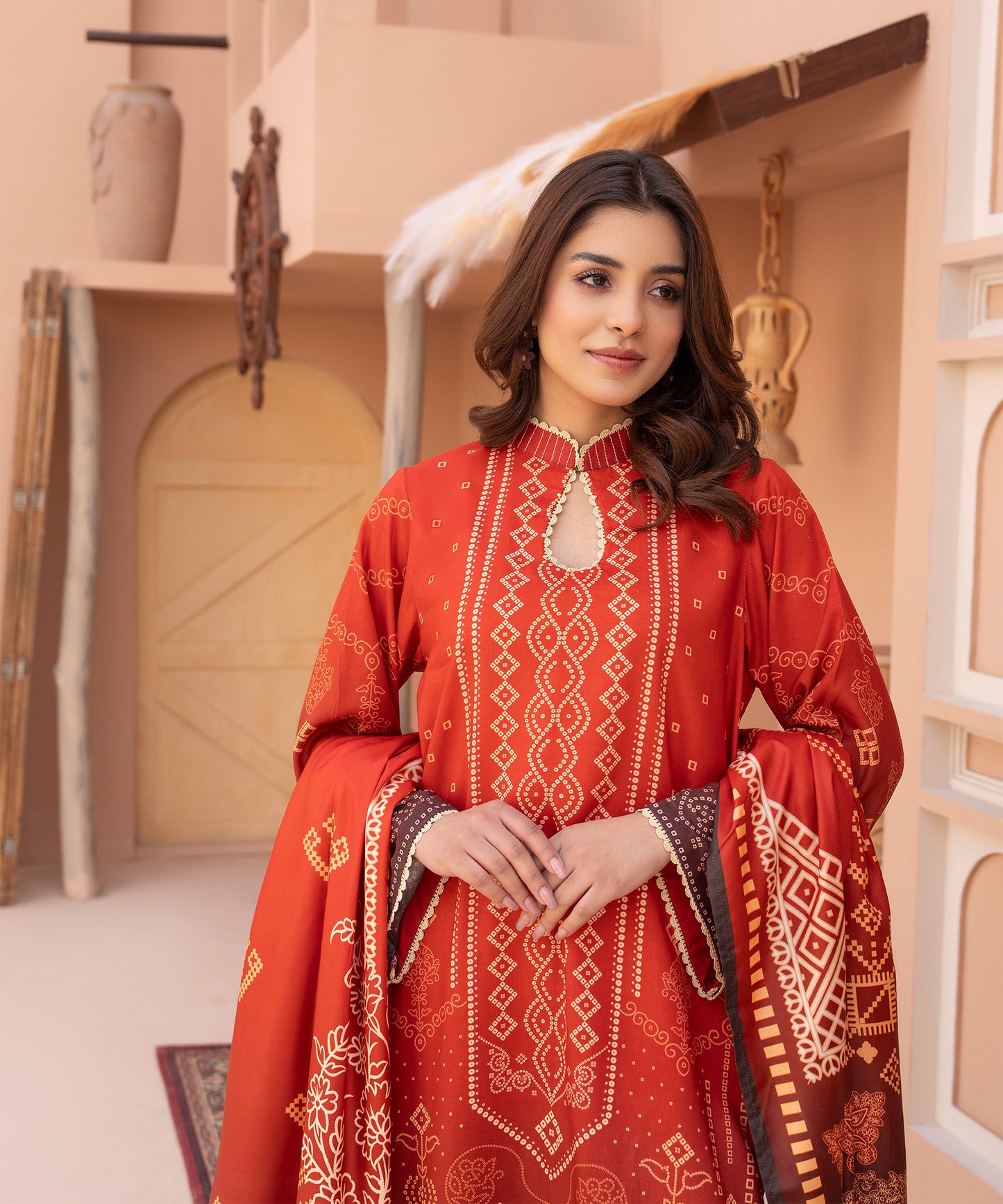 Women Printed 3 Piece Suit  - AND136