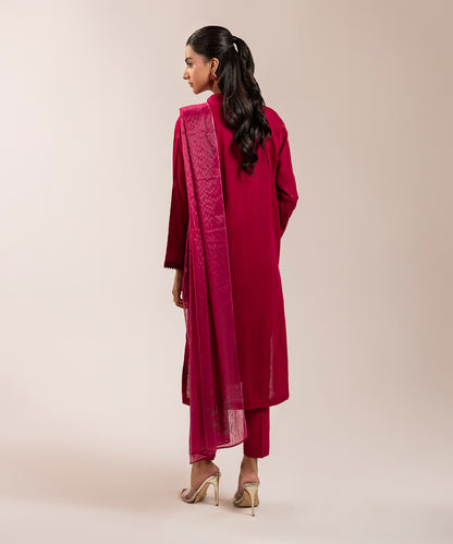 Women Solid Embroidered 3 Piece Suit - UDE240