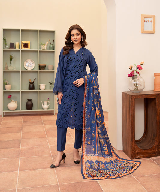 Women Solid Embroidered 3 Piece Suit - UDE241