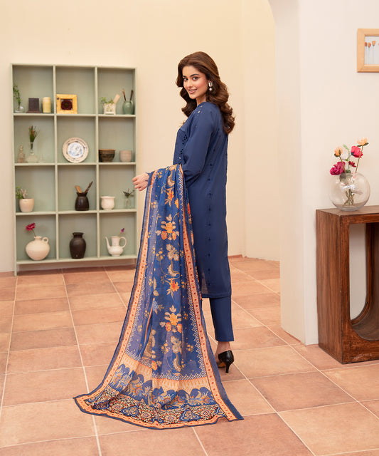 Women Solid Embroidered 3 Piece Suit - UDE241