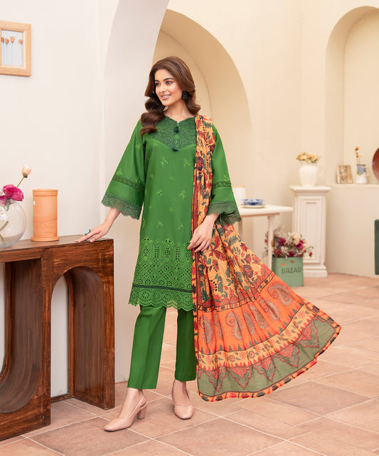 Women Solid Embroidered 3 Piece Suit - UDE243
