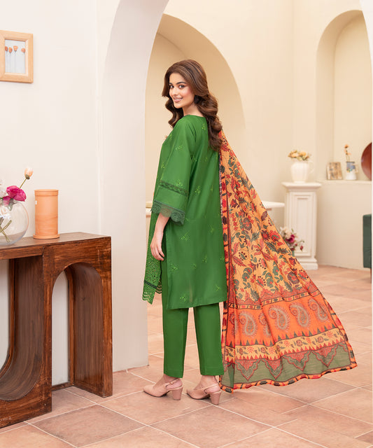 Women Solid Embroidered 3 Piece Suit - UDE243