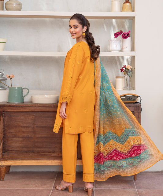 Women Solid Embroidered 3 Piece Suit - UDE246