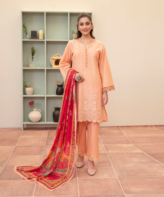 Women Solid Embroidered 3 Piece Suit - UDE247