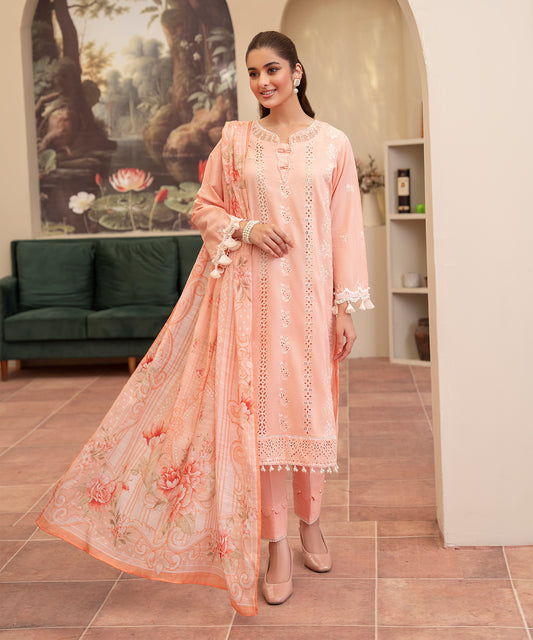 Women Printed Embroidered 3 Piece Suit - UDE248