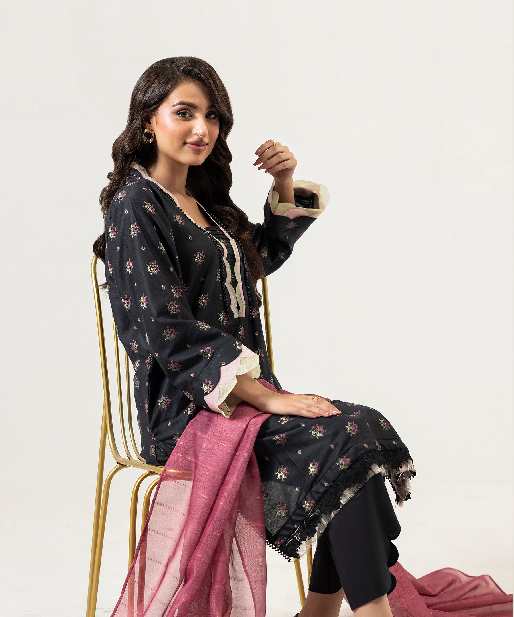 3PC Jacquard Lawn 2500