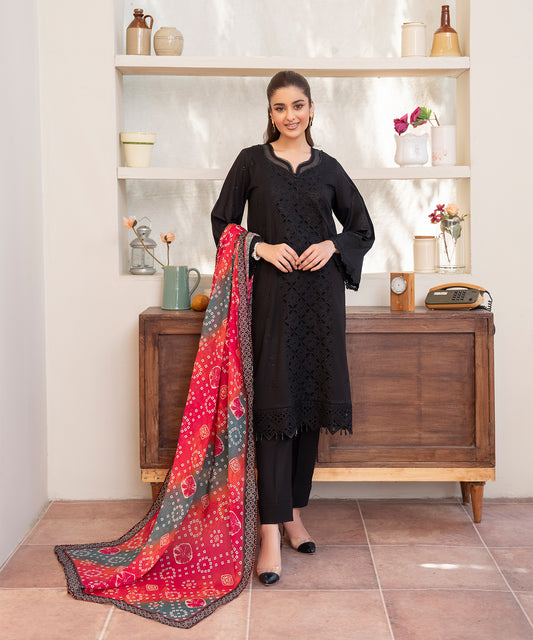 Women Solid Embroidered 3 Piece Suit - UDE250