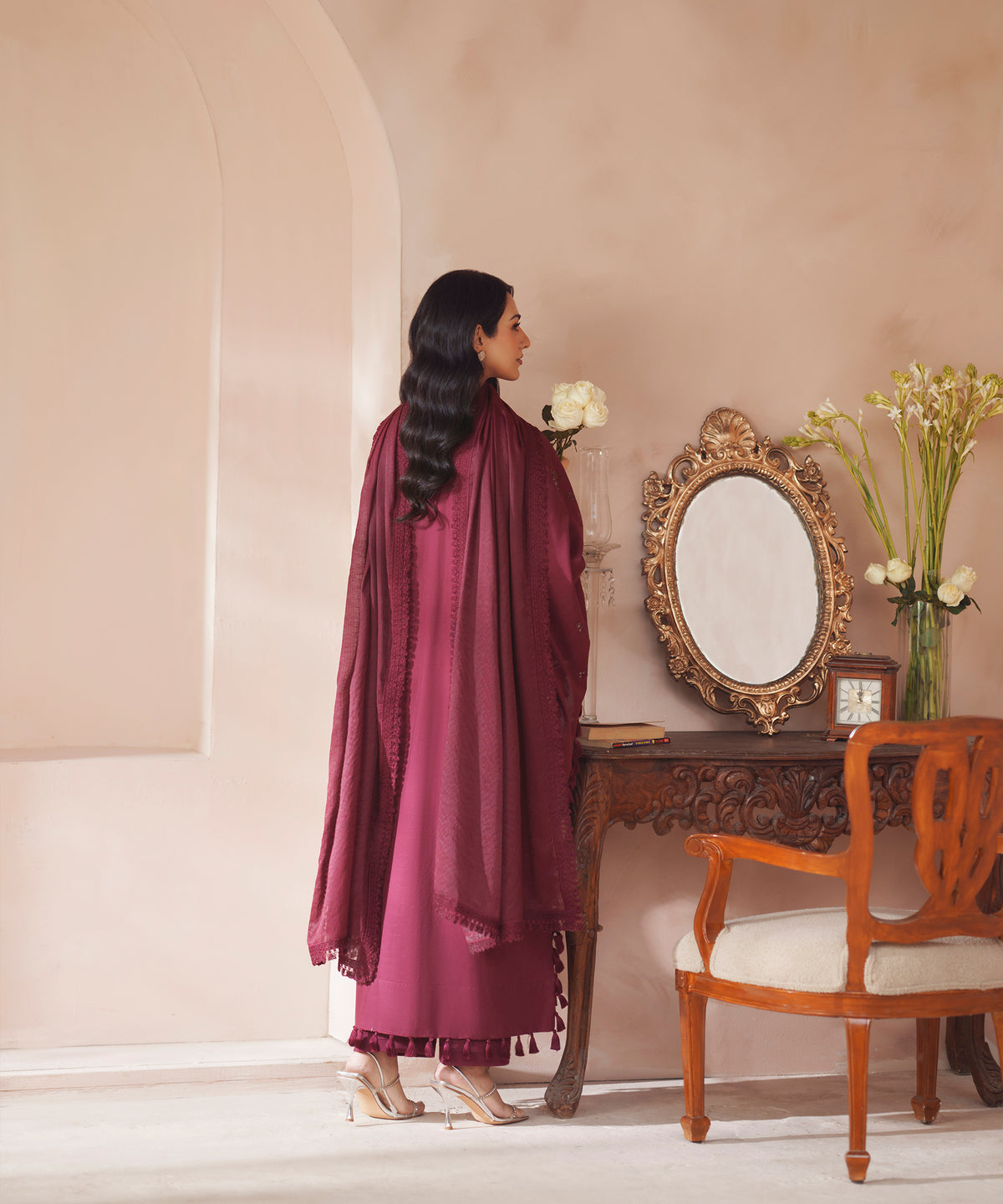 Women Solid Embroidered 3 Piece Suit - UDE251
