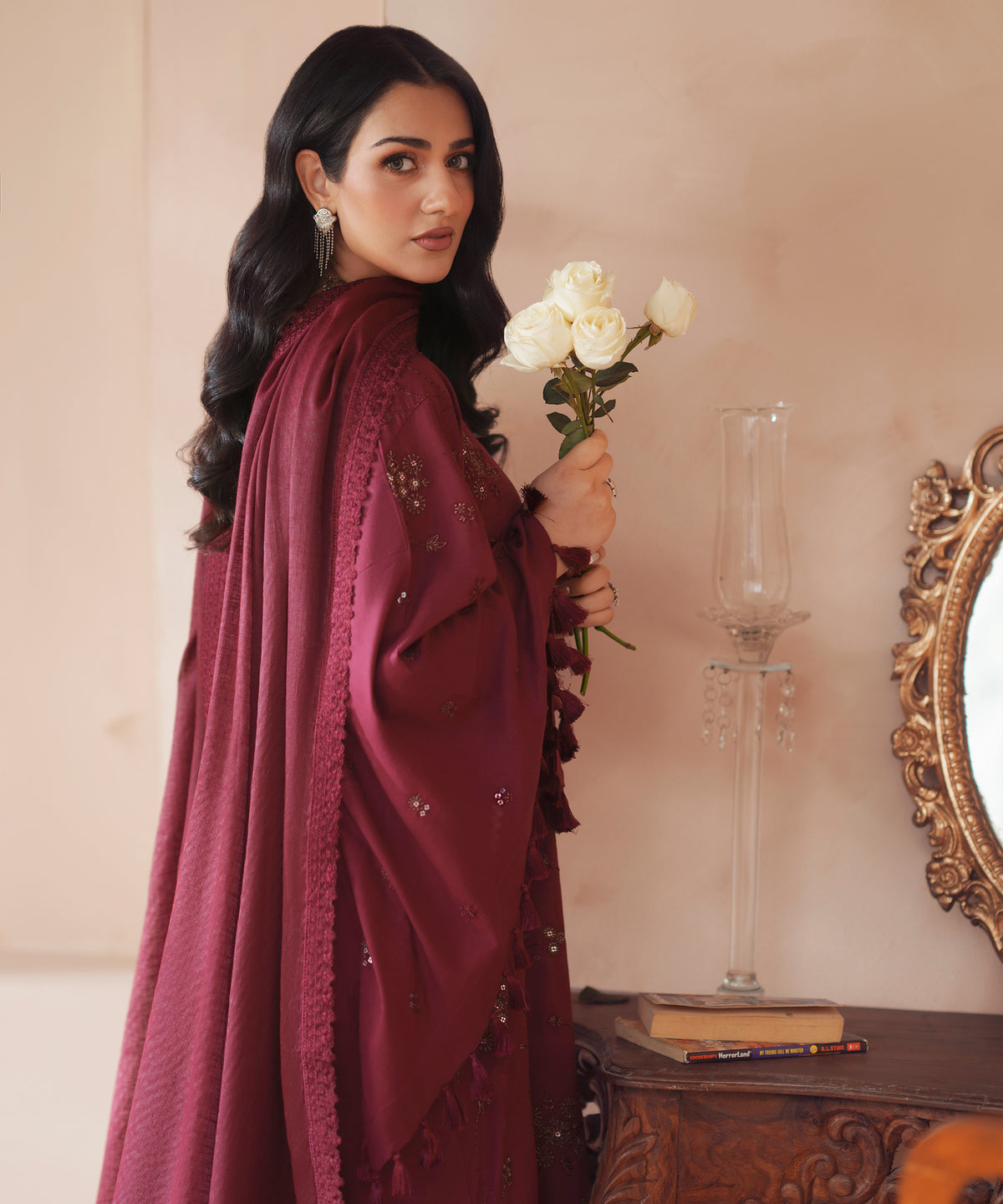 Women Solid Embroidered 3 Piece Suit - UDE251
