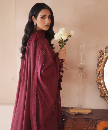 Women Solid Embroidered 3 Piece Suit - UDE251