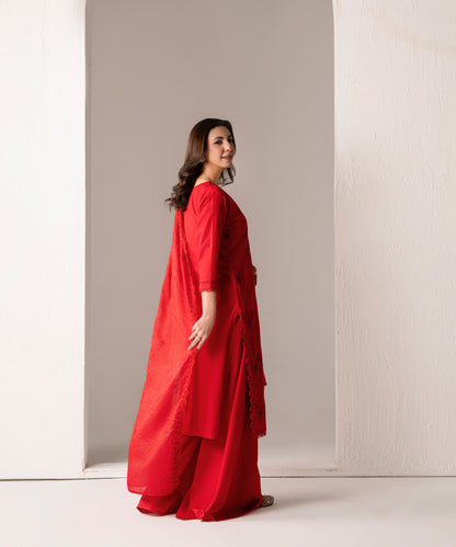 Women Solid Embroidered 3 Piece Suit - UDE252