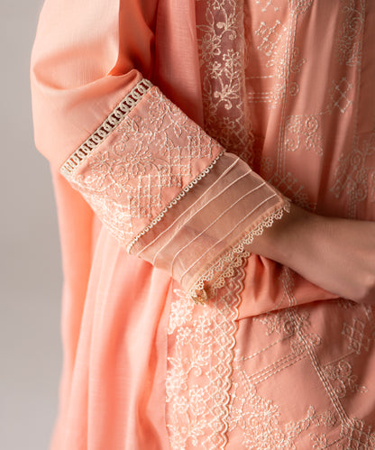 Women Solid Embroidered 3 Piece Suit - UDE255