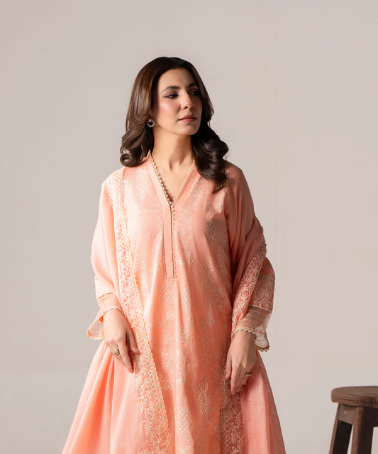 Women Solid Embroidered 3 Piece Suit - UDE255