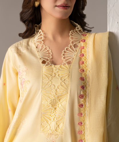 Women Solid Embroidered 3 Piece Suit - UDE256