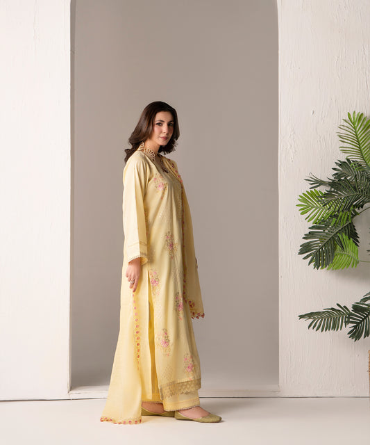 Women Solid Embroidered 3 Piece Suit - UDE256