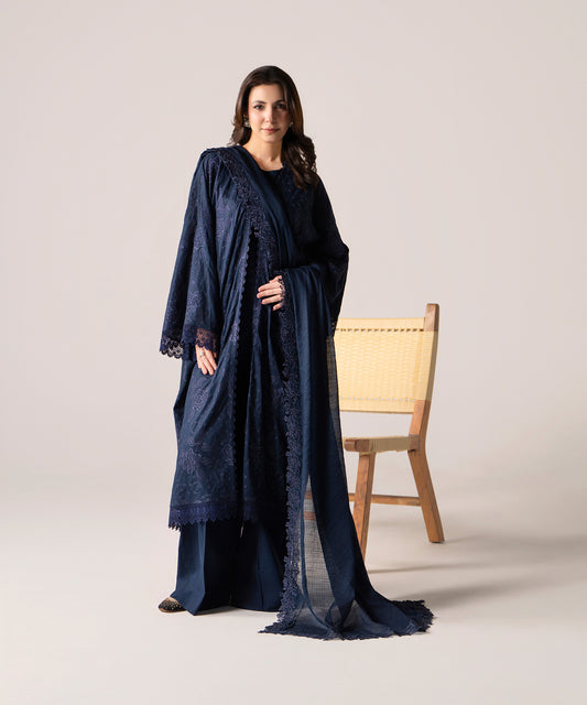 Women Solid Embroidered 3 Piece Suit - UDE257