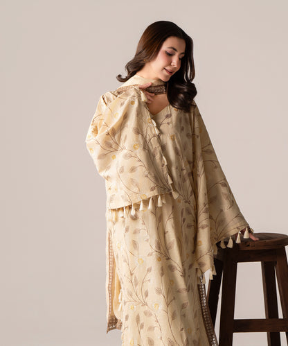 Women Solid Embroidered 3 Piece Suit - UDE258