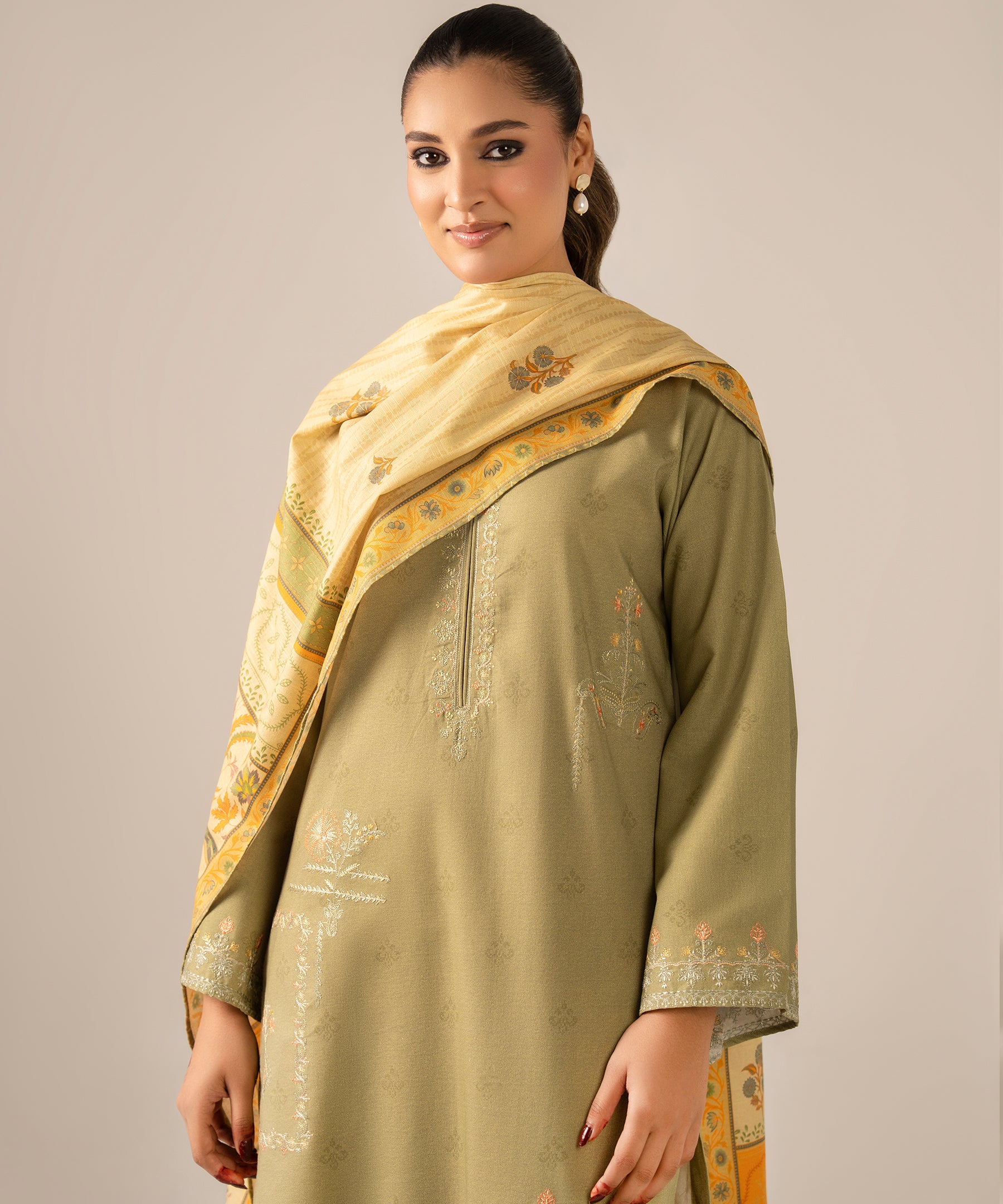 3PC Printed Embroidered Khaddar - 2601