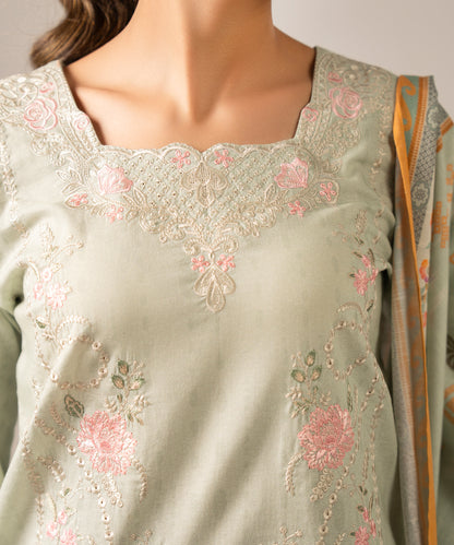 3PC Printed Embroidered Khaddar - 2602