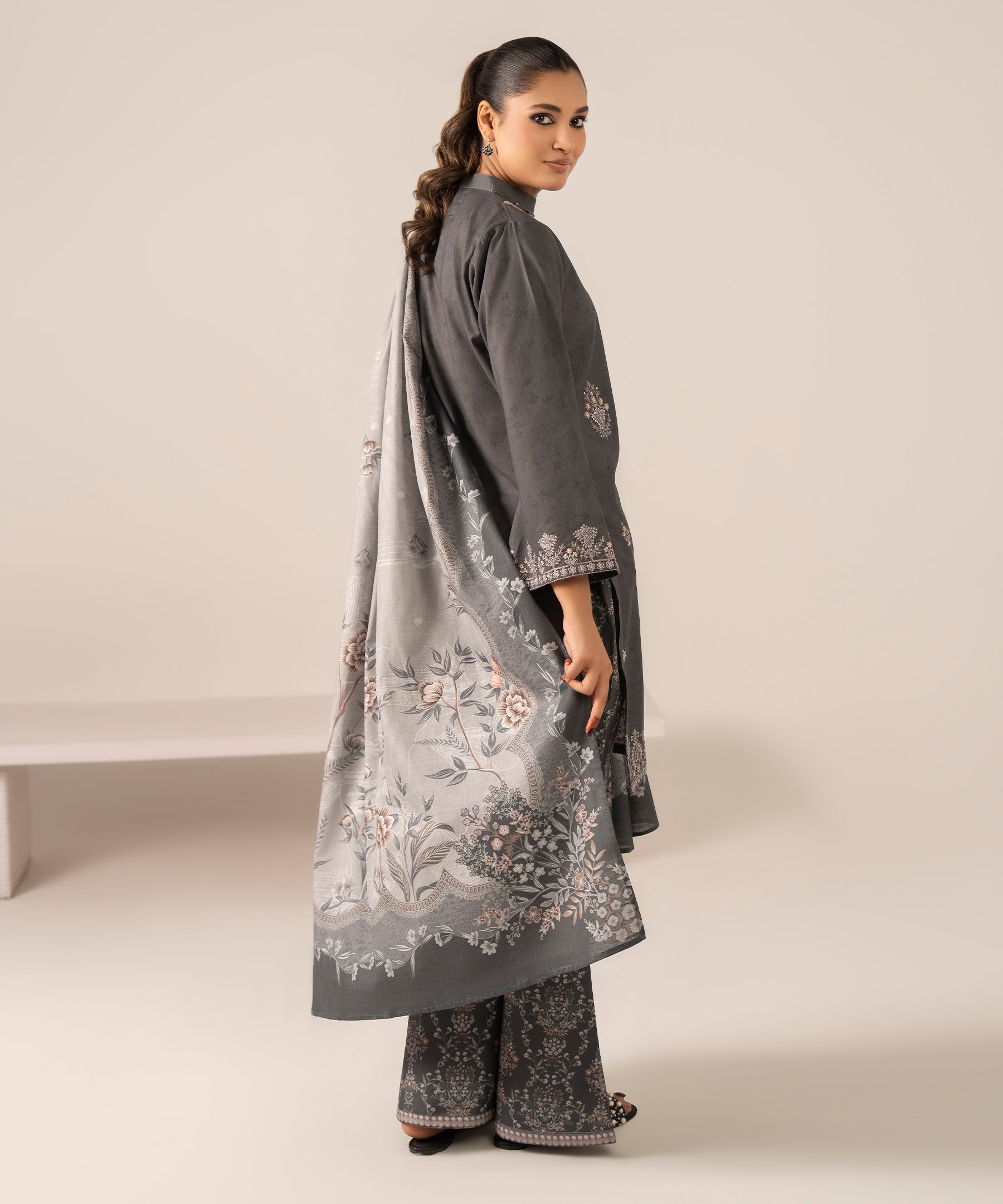 3PC Printed Embroidered Khaddar - 2604