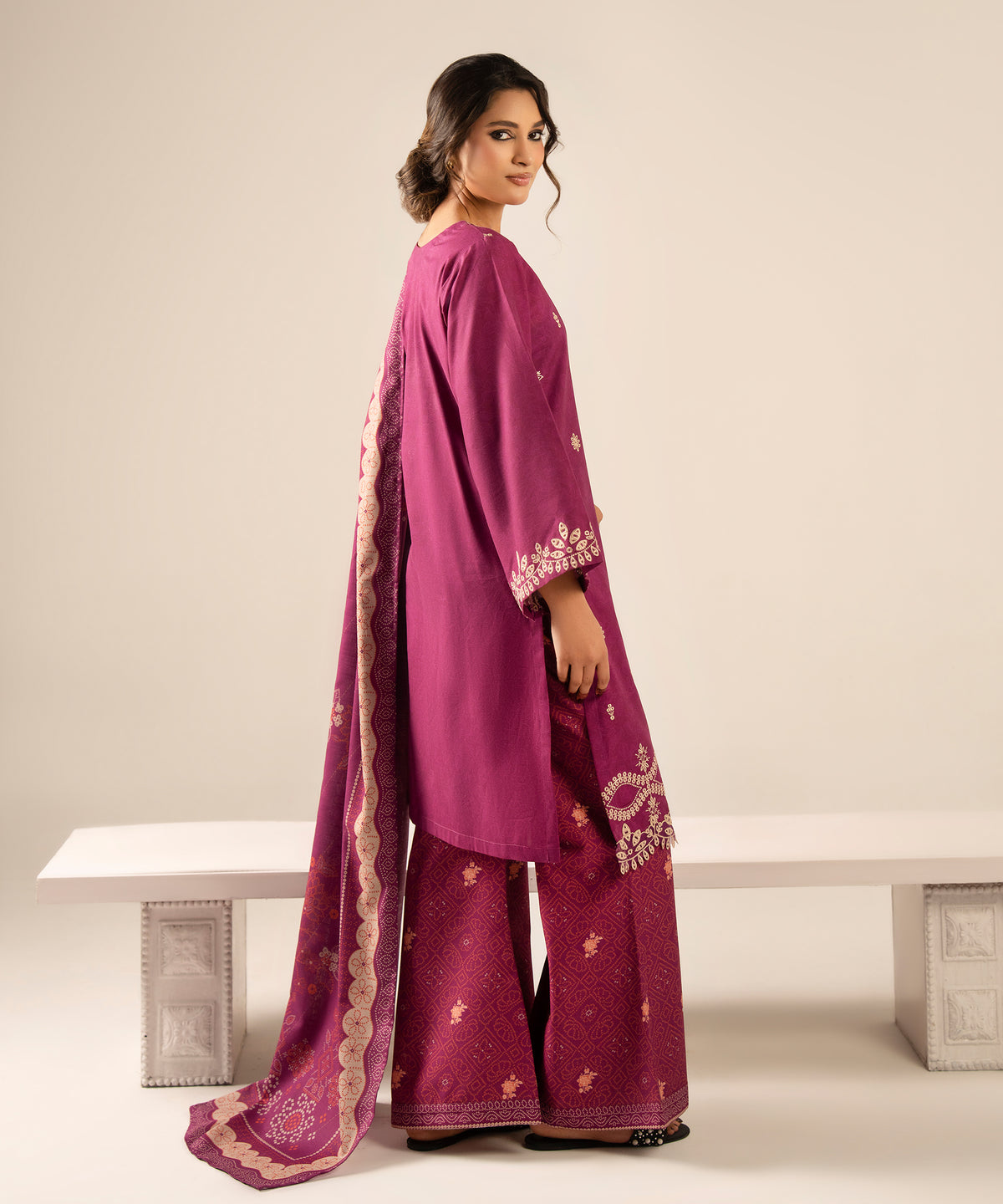 3PC Printed Embroidered Khaddar - 2607