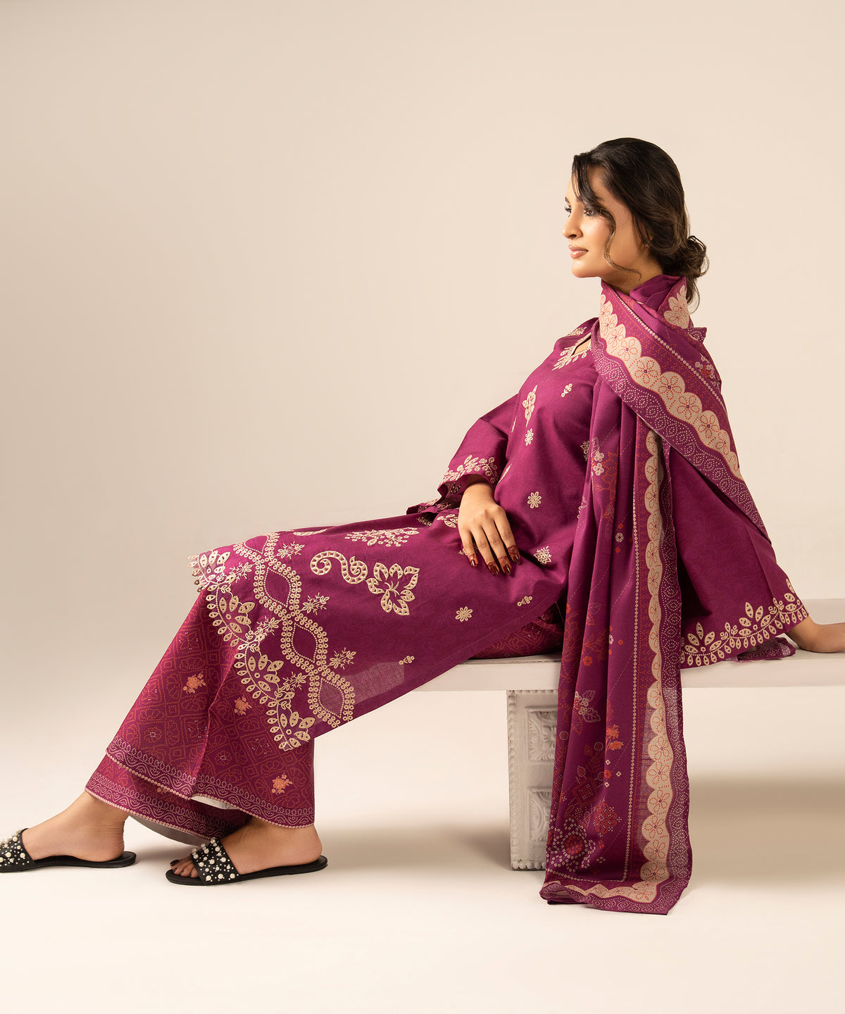 3PC Printed Embroidered Khaddar - 2607