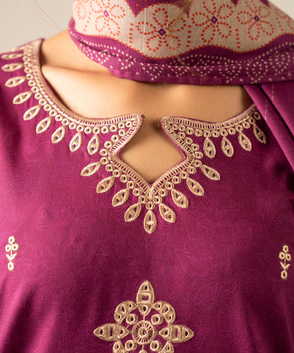 3PC Printed Embroidered Khaddar - 2607