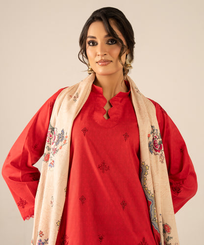 3PC Printed Embroidered Khaddar - 2608