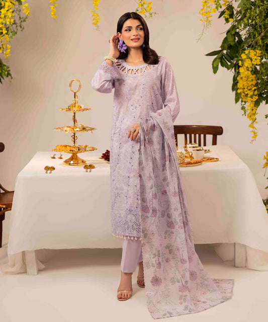 Women Printed Embroidered 3 Piece Suit - UDE261