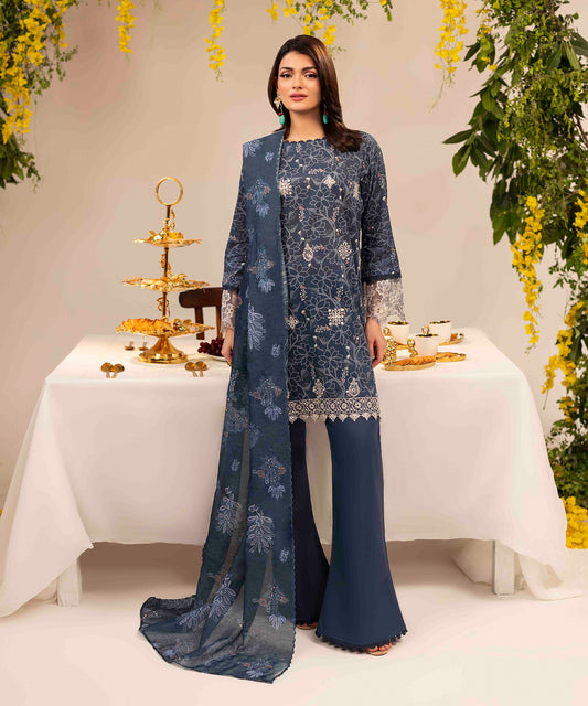 Women Printed Embroidered 3 Piece Suit - UDE264