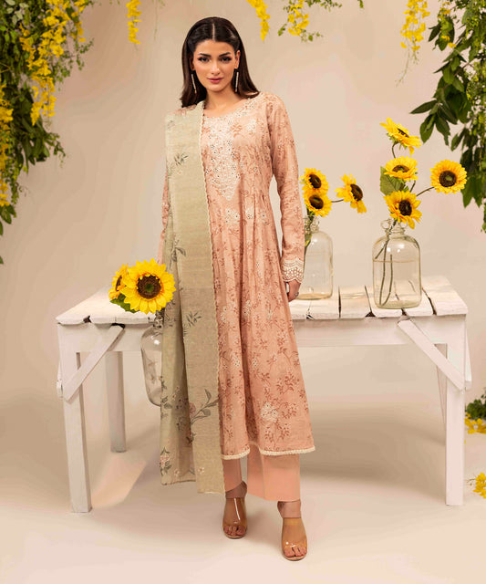 Women Printed Embroidered 3 Piece Suit - UDE266