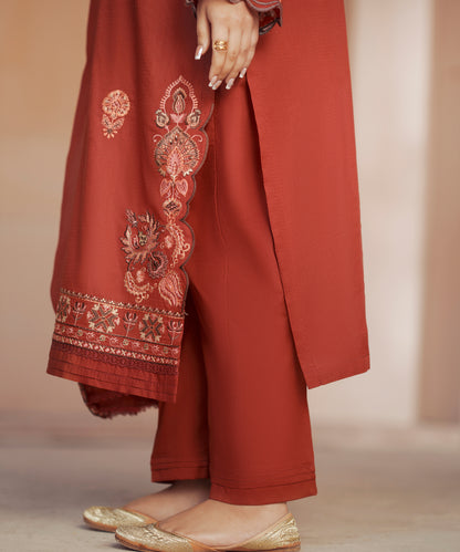 Women Solid Embroidered 3 Piece Suit - UDE272