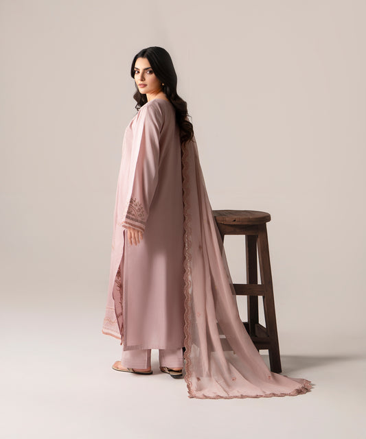 Women Solid Embroidered 3 Piece Suit - UDE273