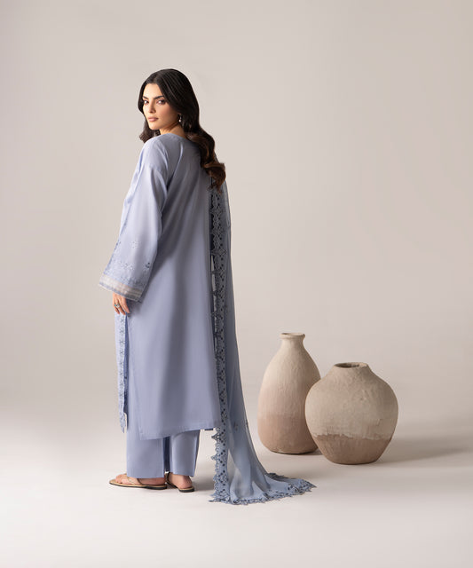 Women Solid Embroidered 3 Piece Suit - UDE275