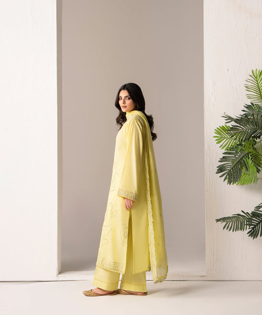 Women Solid Embroidered 3 Piece Suit - UDE276