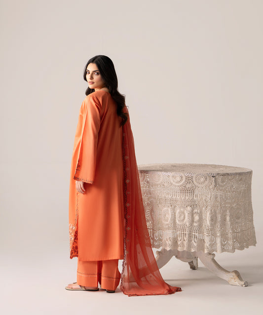 Women Solid Embroidered 3 Piece Suit - UDE278