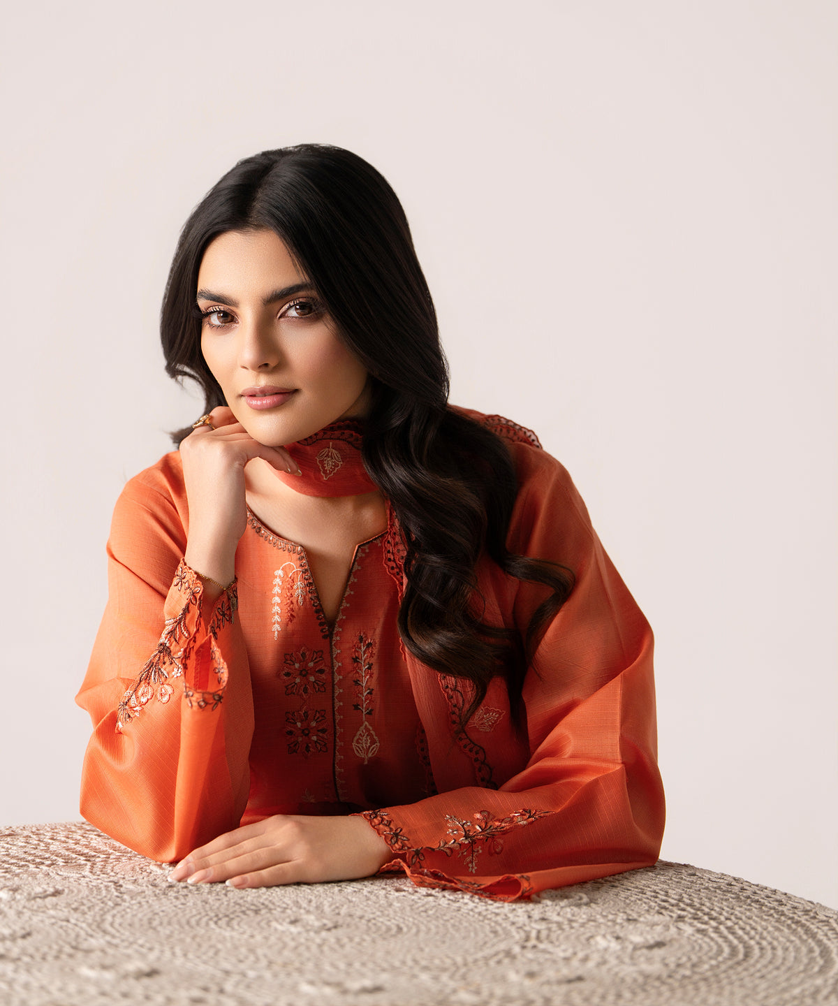 Women Solid Embroidered 3 Piece Suit - UDE278
