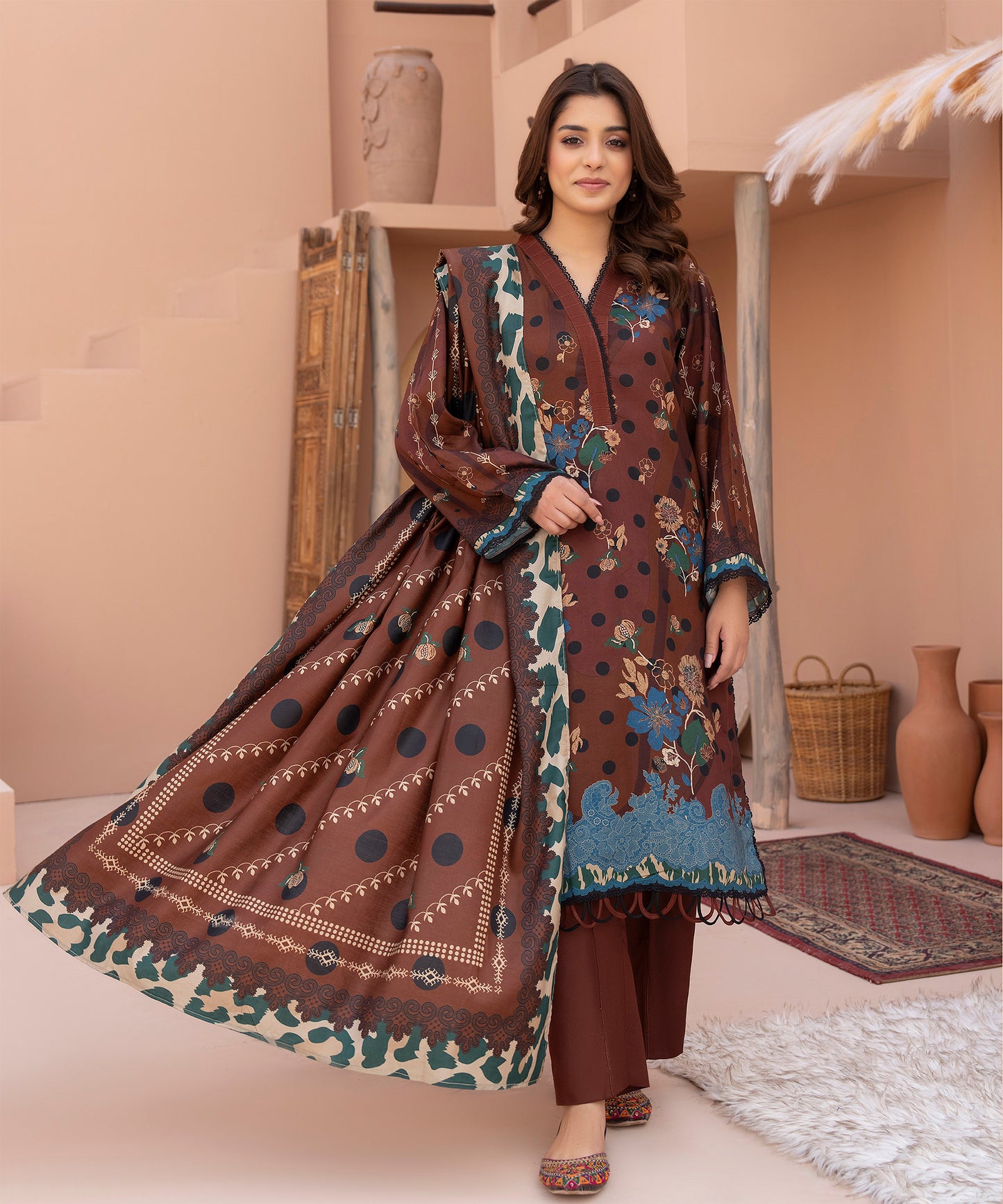 Women Printed 3 Piece Suit  - AND138
