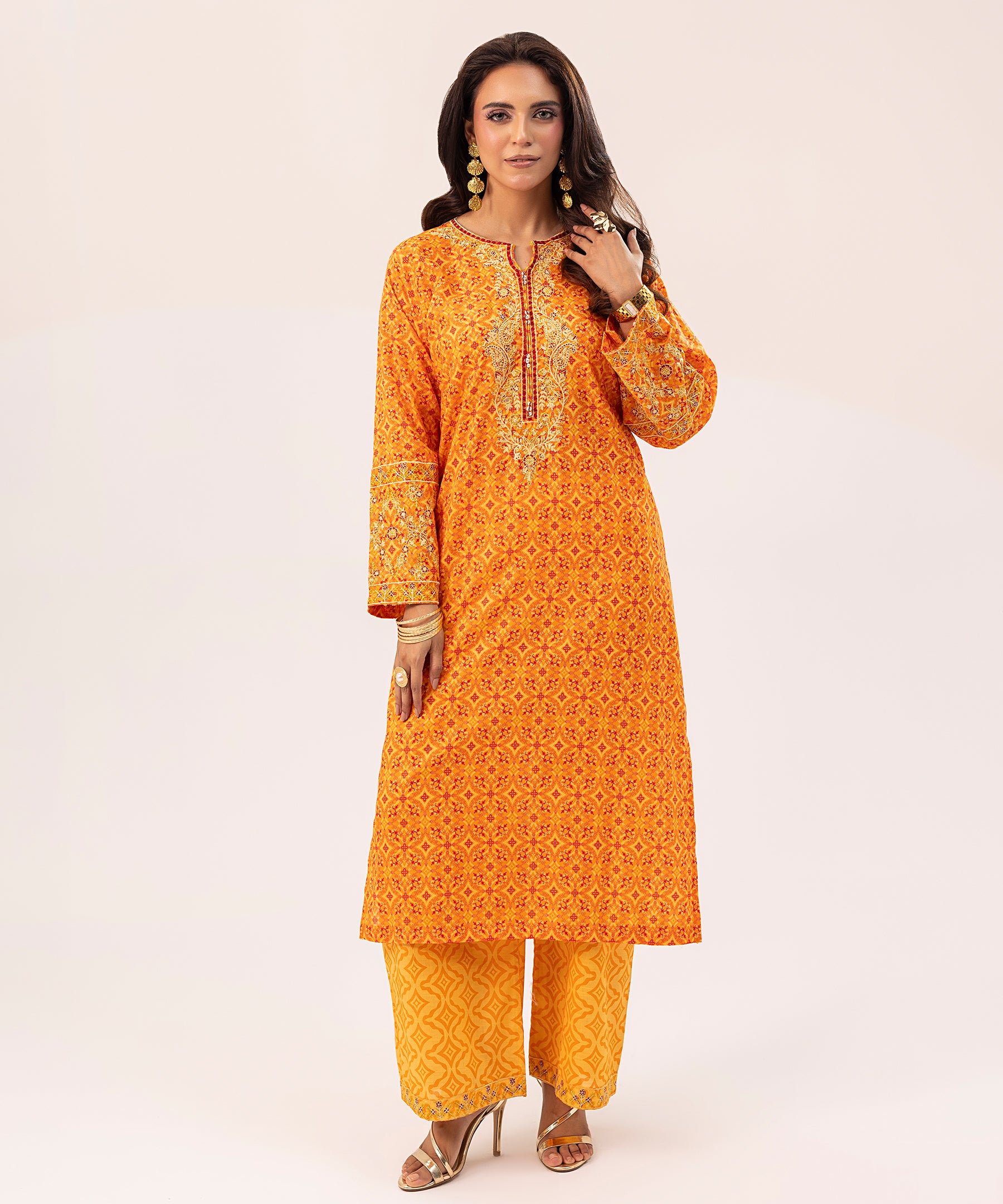2PC Printed Embroidered Suit - LDS 1084